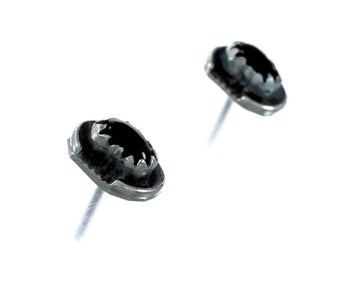 Native American Sterling Silver Onyx Post Earrings SX10089